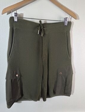 SER.O.YA Knit Cargo Shorts Womens M Green Drawstring Athleisure Streetwear